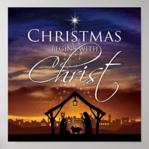Kerstmis begint met Christus Poster