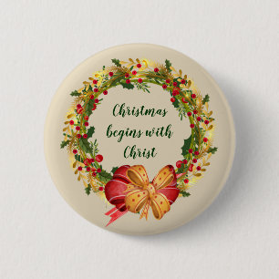 Kerstmis begint met Christus Quote Ronde Button 5,7 Cm