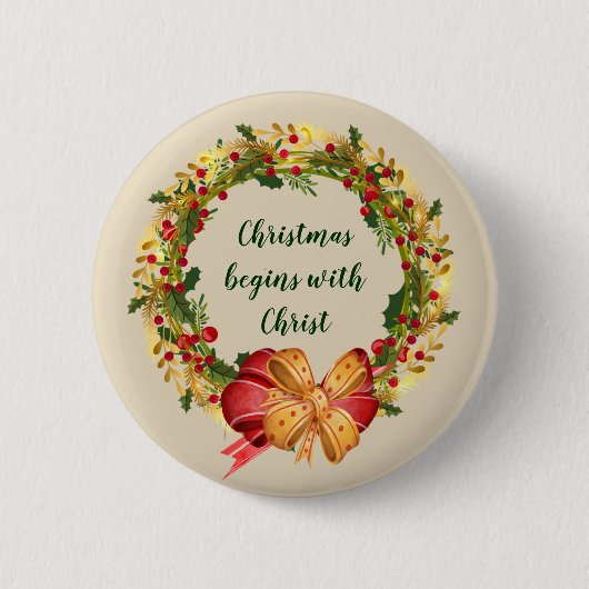 Kerstmis begint met Christus Quote Ronde Button 5,7 Cm (Voorkant)