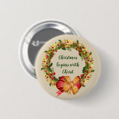 Kerstmis begint met Christus Quote Ronde Button 5,7 Cm (Voorkant /achterkant)