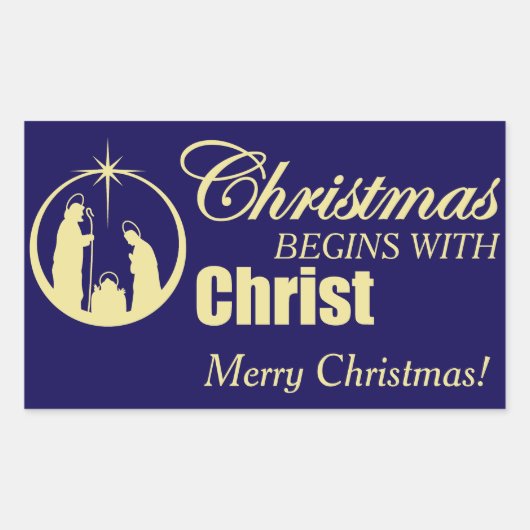 Kerstmis begint met Christus Rechthoekige Sticker (Voorkant)