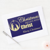 Kerstmis begint met Christus Rechthoekige Sticker (Envelop)