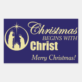 Kerstmis begint met Christus Rechthoekige Sticker