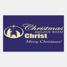Kerstmis begint met Christus Rechthoekige Sticker