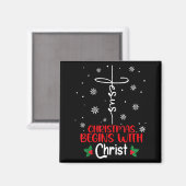 Kerstmis Begint Met Christus Religieuze Kerstmis X Magneet (Voorkant / Achterkant)