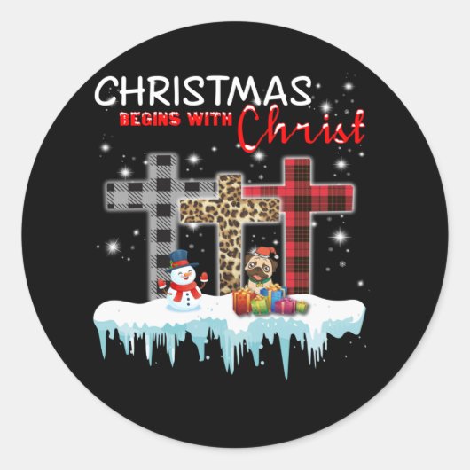 Kerstmis begint met Christus Ronde Sticker (Voorkant)