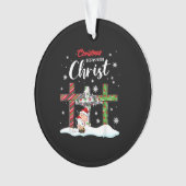Kerstmis begint met Christus Snowman Christelijk Ornament (voorkant)
