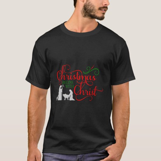 Kerstmis begint met Christus T-shirt (Voorkant)