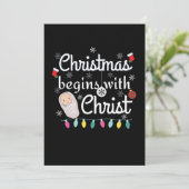 Kerstmis begint met Christus T-shirt Kaart (Staand voorkant)