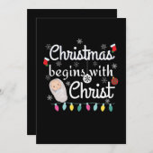 Kerstmis begint met Christus T-shirt Kaart (Voorkant / Achterkant)