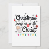 Kerstmis begint met Christus T-shirt Kaart (Voorkant)