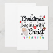 Kerstmis begint met Christus T-shirt Kaart (Voorkant / Achterkant)