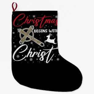 Kerstmis begint met Christus Xmas christelijk Grote Kerstsok