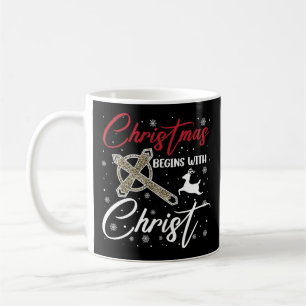 Kerstmis begint met Christus Xmas christelijk Koffiemok