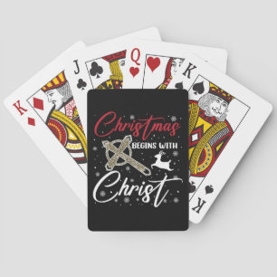 Kerstmis begint met Christus Xmas christelijk Pokerkaarten