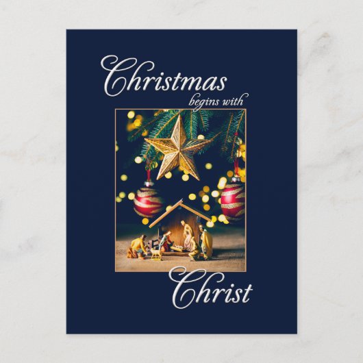 Kerstmis begint met de geboorte van Christus Briefkaart (Voorkant)