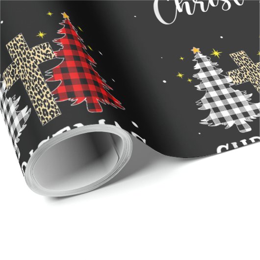 Kerstmis begint met Jezus Cross Christelijk Cadeaupapier (Rol Hoek)