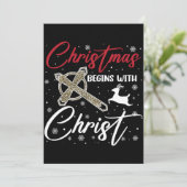 Kerstmis begint met kerst Christelijk Kaart (Staand voorkant)