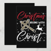 Kerstmis begint met kerst Christelijk Kaart (Voorkant / Achterkant)