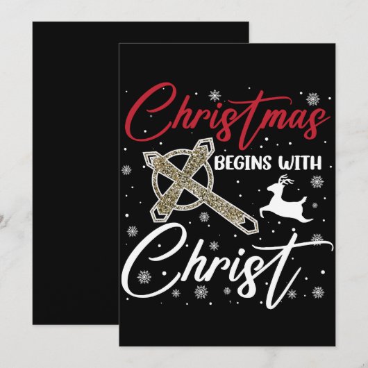 Kerstmis begint met kerst Christelijk Kaart (Voorkant / Achterkant)