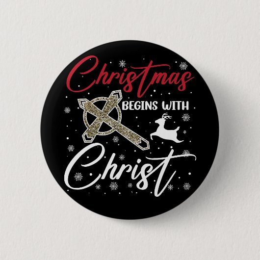 Kerstmis begint met kerst Christelijk Ronde Button 5,7 Cm (Voorkant)