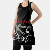 Kerstmis begint met kerst Christelijk Schort (Insitu)