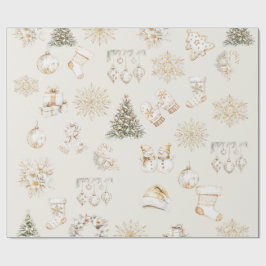 Kerstmis beige goud inpakpapier