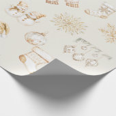 Kerstmis beige goud inpakpapier (Hoek)