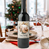 Kerstmis beige gouden kerstbal vrienden foto feest wijn etiket