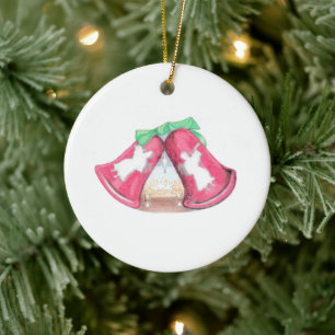 Kerstmis Bel Kribbe Keramisch Ornament