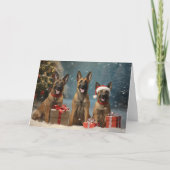 Kerstmis Belgische Malinois hond Bedankkaart (Voorkant)