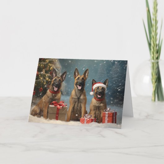 Kerstmis Belgische Malinois hond Bedankkaart (Voorkant)