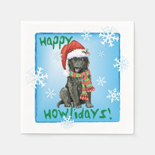 Kerstmis Belgische Sheepdog Napkins Servet (Voorkant)