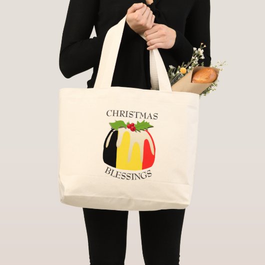 Kerstmis: BELGIUMVLAG Grote Tote Bag (Voorkant (product))