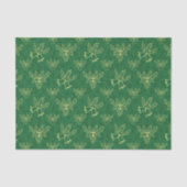 Kerstmis Bells Holly Berries Green Pattern Tissuepapier (Voorkant)