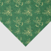 Kerstmis Bells Holly Berries Green Pattern Tissuepapier (Detail)