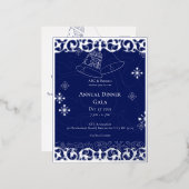 Kerstmis Bells Navy Blue Elegant Corporate Folie Uitnodiging Briefkaart (Voorkant / Achterkant)