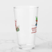 Kerstmis Bells Red Berries Evergreen Name Initiaal Glas (Links)