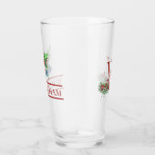 Kerstmis Bells Red Berries Evergreen Name Initiaal Glas (Rechts)