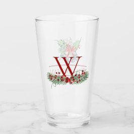 Kerstmis Bells Red Berries Evergreen Name Initiaal Glas