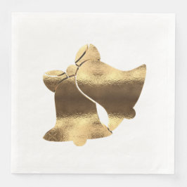 Kerstmis Bells White en Gold Festive Elegant Servetten
