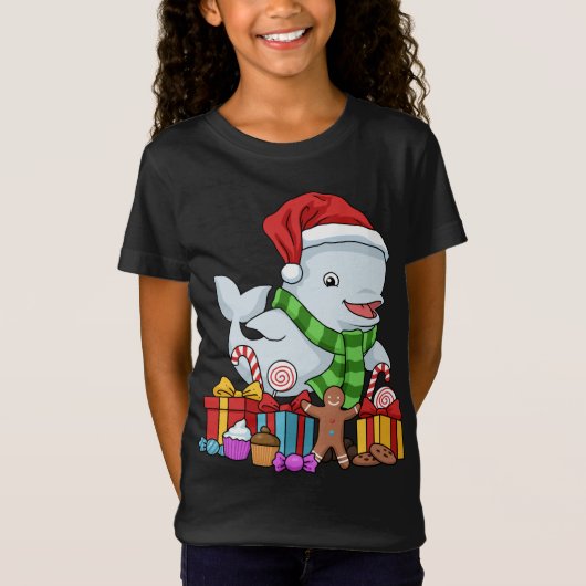 Kerstmis Beluga Whale Gift Kinder Kerstmis Beluga T-shirt (Voorkant)