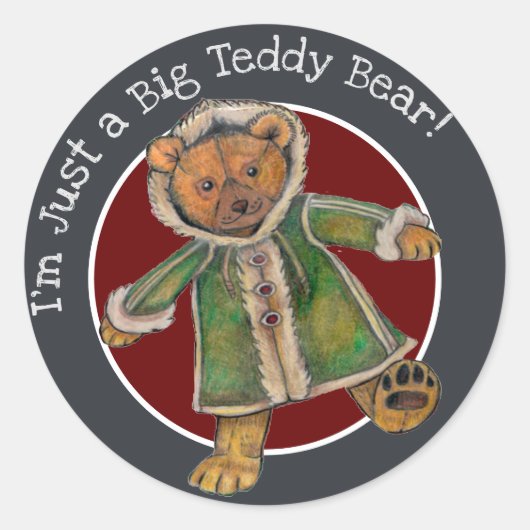 Kerstmis ben ik gewoon een BigTeddy Beer Ronde Sticker (Voorkant)