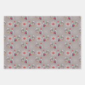 Kerstmis Beren Ornamenten Santa Hats Inpakpapier Vel (Voorkant 2)