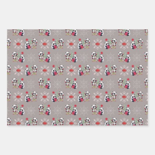 Kerstmis Beren Ornamenten Santa Hats Inpakpapier Vel (Voorkant 2)