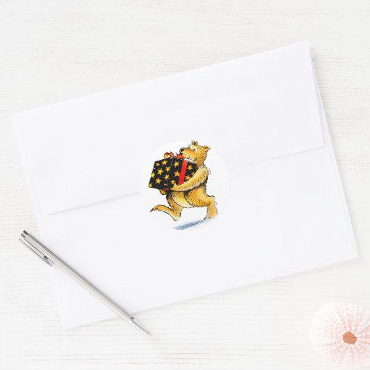 Kerstmis-Beren Ronde Sticker (Envelop)