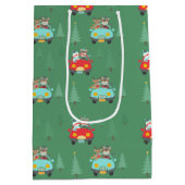 Kerstmis Beren sneeuwpoppen in auto's Medium Cadeauzakje (Achterkant)