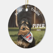 Kerstmis Berghond Foto Ornament (Links)