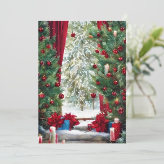 Kerstmis berghut budget feestdagenkaart (Staand voorkant)