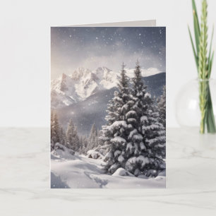 Kerstmis Bergscène Kaart